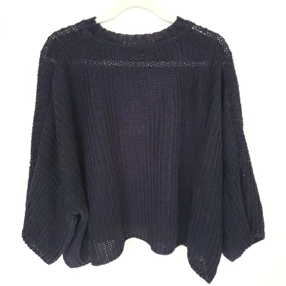 Vintage Eskandar Knit 100% Linen Sweater Womens Large Blue see through Lagenlook - Picture 2 of 16